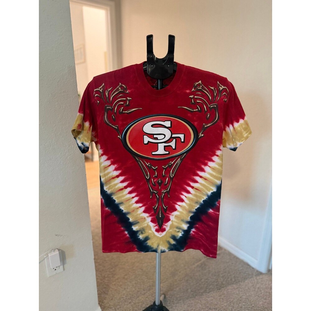 Vintage Y2K San Francisco 49ers NFL Football Tie-Dye Graphic Tee Size Medium